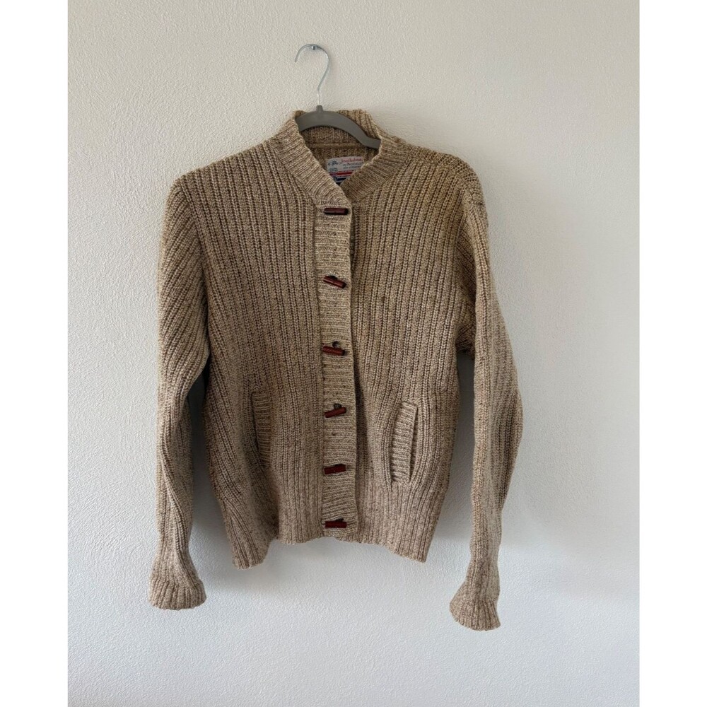 Vintage Pendleton Knockabouts Sz 40  Beige Cardigan 100% Virgin Wool Sweater